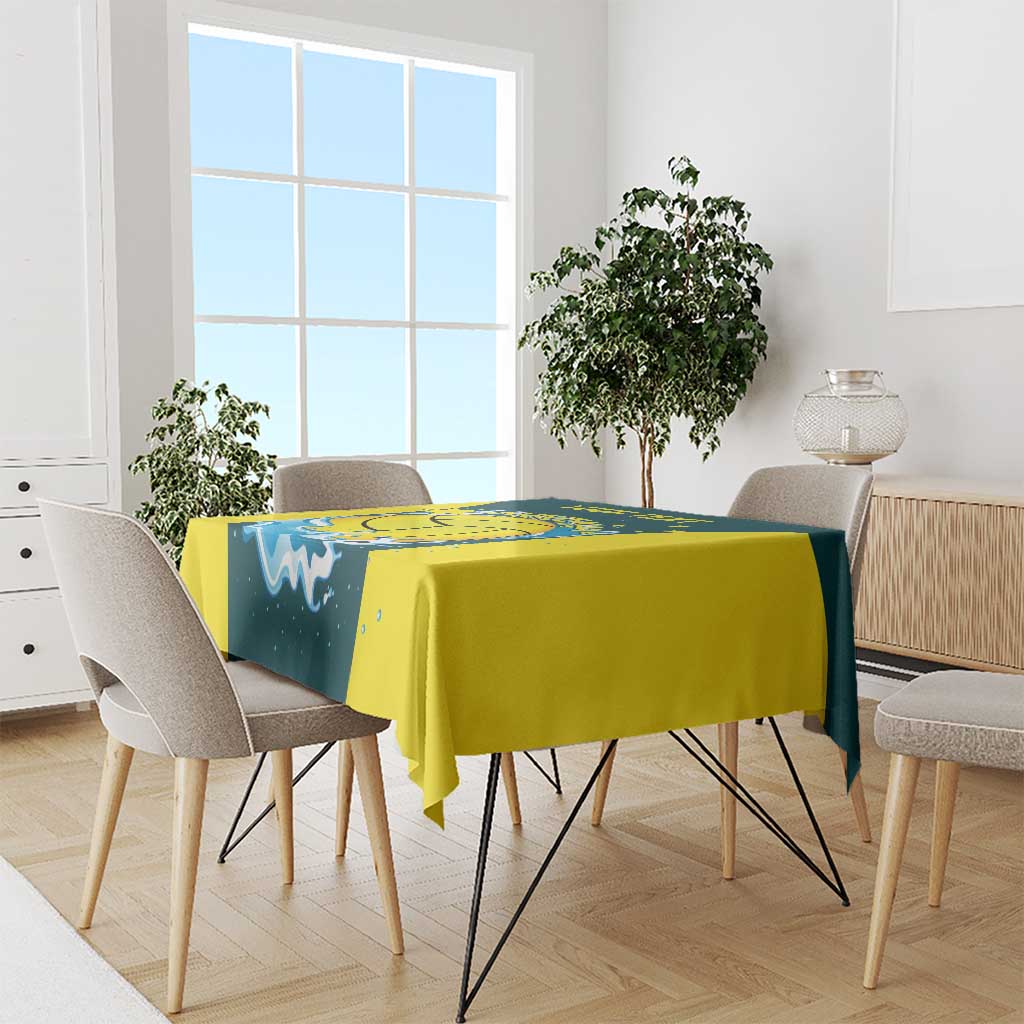 Custom Australia Water Polo 2024 Tablecloth Aussie Shark National Color Version