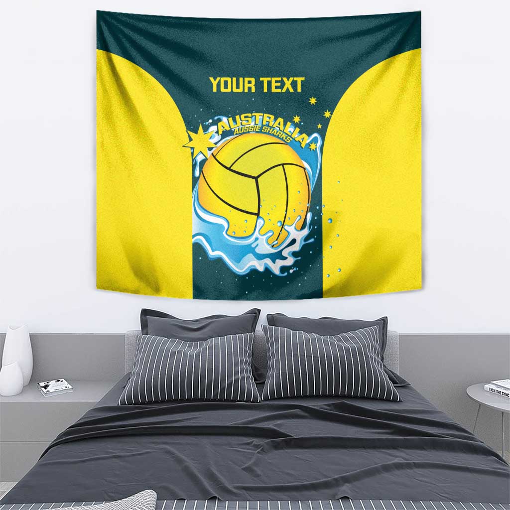 Custom Australia Water Polo 2024 Tapestry Aussie Shark National Color Version
