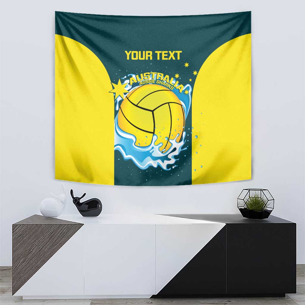 Custom Australia Water Polo 2024 Tapestry Aussie Shark National Color Version