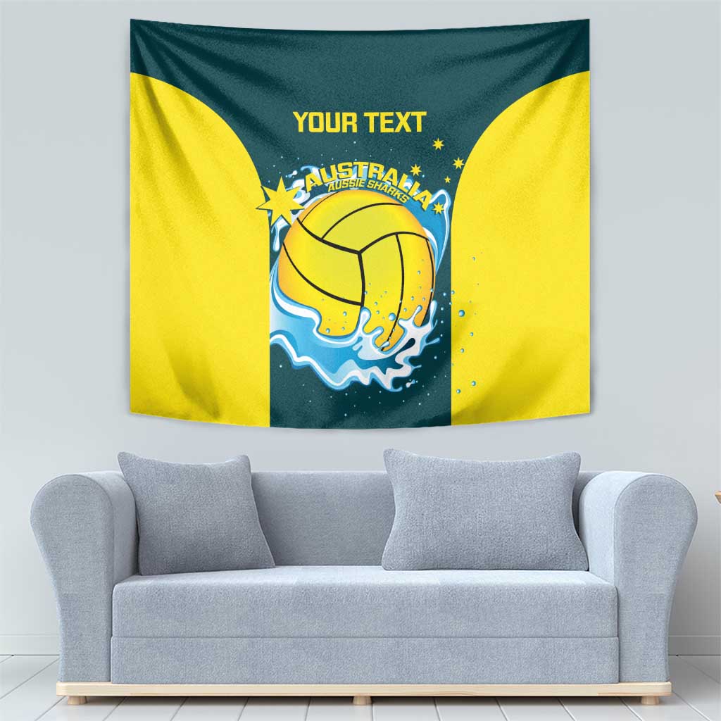 Custom Australia Water Polo 2024 Tapestry Aussie Shark National Color Version