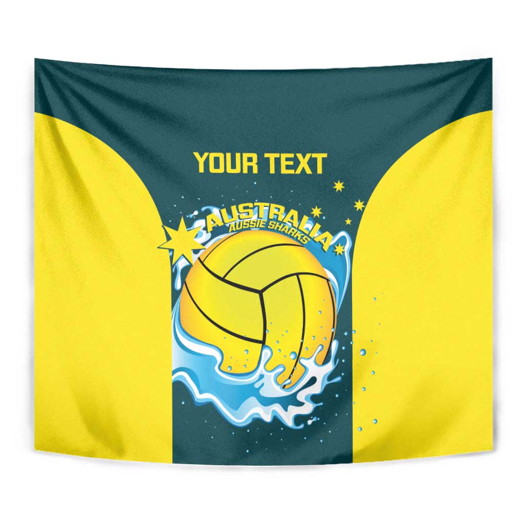 Custom Australia Water Polo 2024 Tapestry Aussie Shark National Color Version
