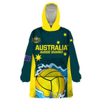 Custom Australia Water Polo 2024 Wearable Blanket Hoodie Aussie Shark National Color Version