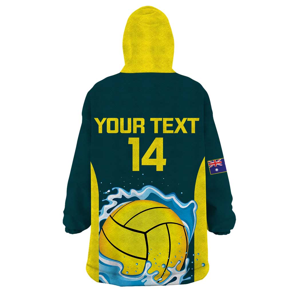 Custom Australia Water Polo 2024 Wearable Blanket Hoodie Aussie Shark National Color Version