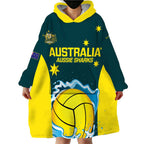 Custom Australia Water Polo 2024 Wearable Blanket Hoodie Aussie Shark National Color Version