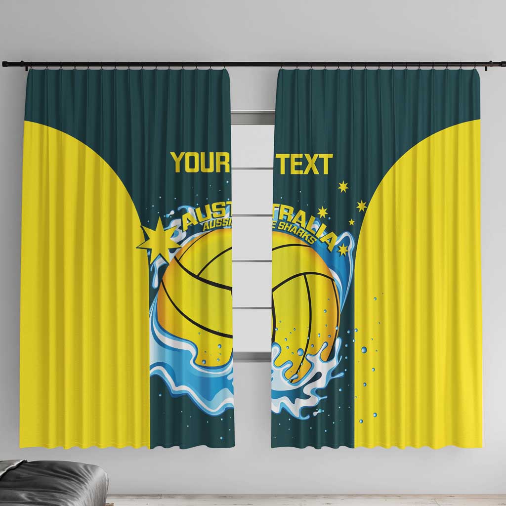Custom Australia Water Polo 2024 Window Curtain Aussie Shark National Color Version
