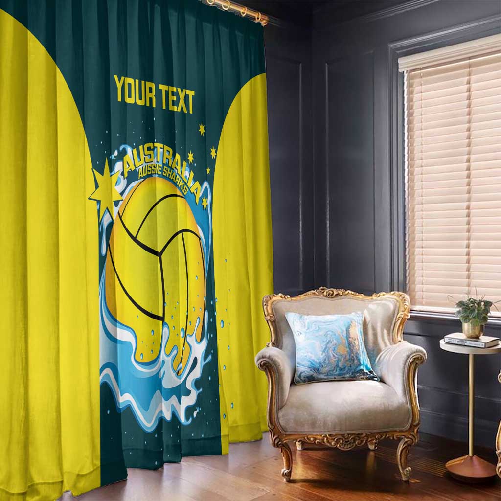 Custom Australia Water Polo 2024 Window Curtain Aussie Shark National Color Version