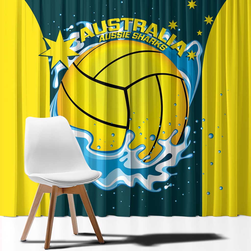 Custom Australia Water Polo 2024 Window Curtain Aussie Shark National Color Version