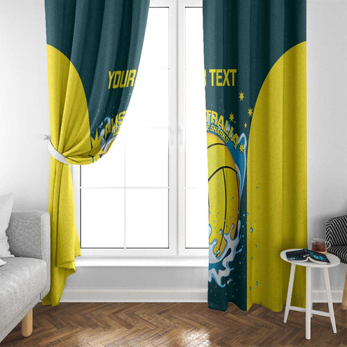 Custom Australia Water Polo 2024 Window Curtain Aussie Shark National Color Version