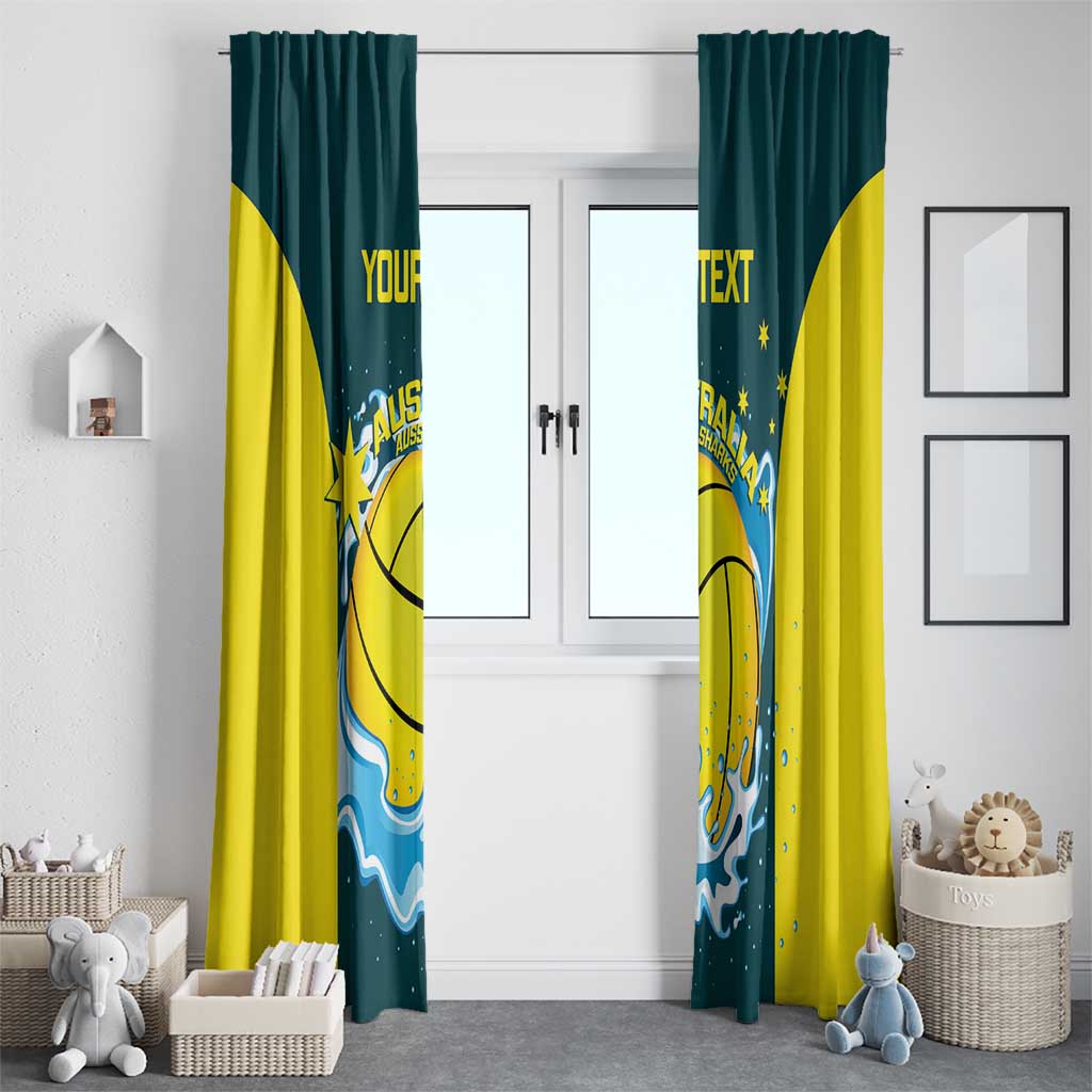 Custom Australia Water Polo 2024 Window Curtain Aussie Shark National Color Version