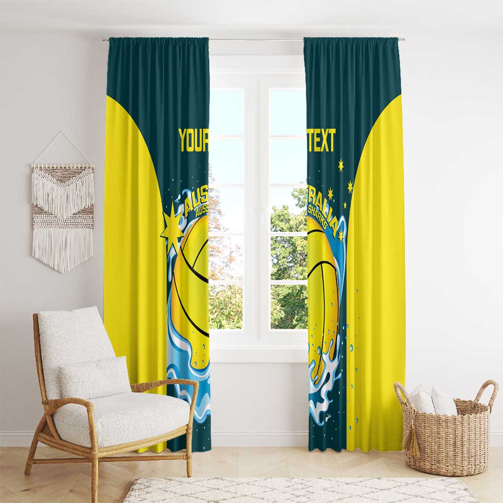 Custom Australia Water Polo 2024 Window Curtain Aussie Shark National Color Version