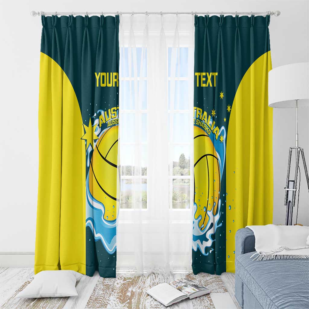 Custom Australia Water Polo 2024 Window Curtain Aussie Shark National Color Version