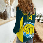 Custom Australia Water Polo 2024 Women Casual Shirt Aussie Shark National Color Version