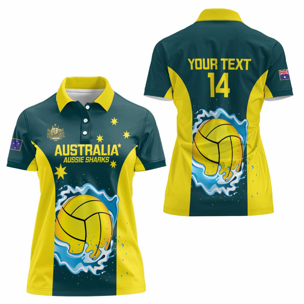 Custom Australia Water Polo 2024 Women Polo Shirt Aussie Shark National Color Version