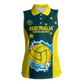 Custom Australia Water Polo 2024 Women Sleeveless Polo Shirt Aussie Shark National Color Version