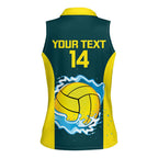 Custom Australia Water Polo 2024 Women Sleeveless Polo Shirt Aussie Shark National Color Version
