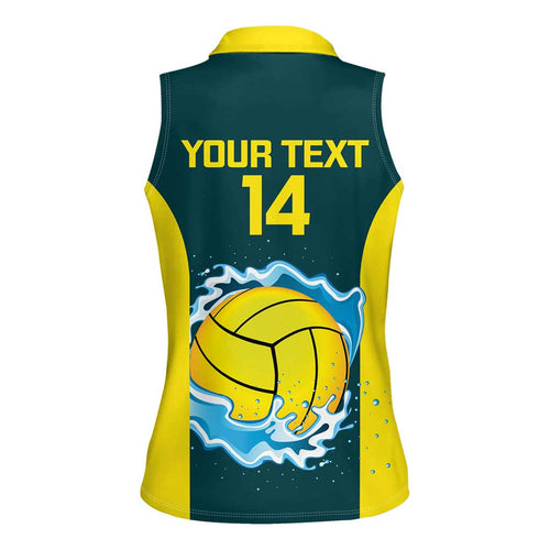 Custom Australia Water Polo 2024 Women Sleeveless Polo Shirt Aussie Shark National Color Version