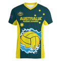 Custom Australia Water Polo 2024 Women V-Neck T-Shirt Aussie Shark National Color Version