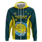 Custom Australia Water Polo 2024 Zip Hoodie Aussie Shark National Color Version