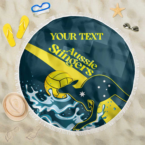 Custom Australia Water Polo 2024 Beach Blanket Aussie Stingers Kangaroo Sporty Version