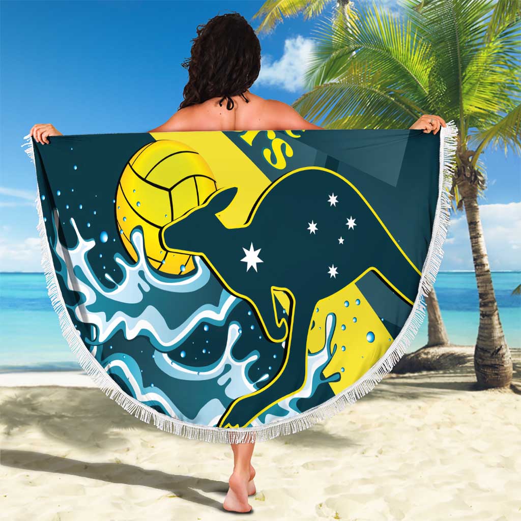 Custom Australia Water Polo 2024 Beach Blanket Aussie Stingers Kangaroo Sporty Version