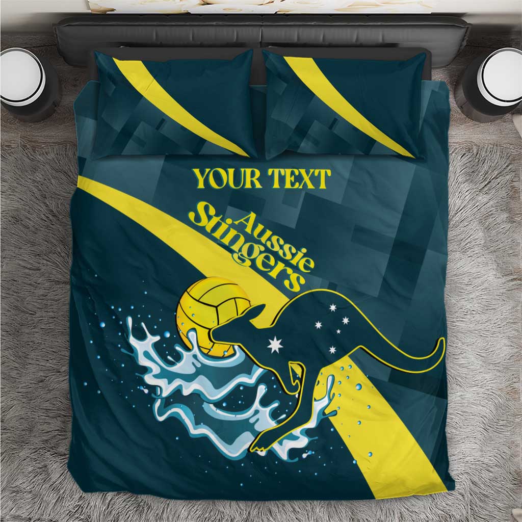 Custom Australia Water Polo 2024 Bedding Set Aussie Stingers Kangaroo Sporty Version