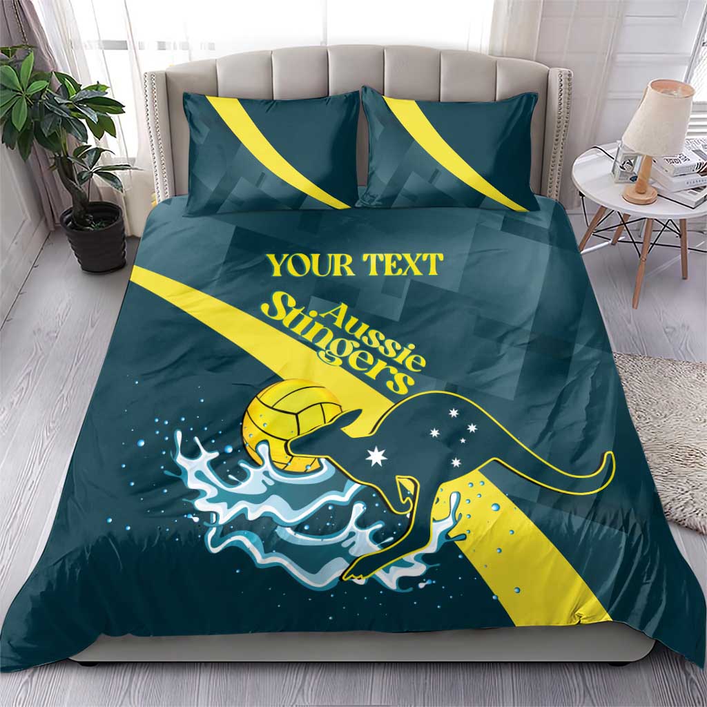 Custom Australia Water Polo 2024 Bedding Set Aussie Stingers Kangaroo Sporty Version