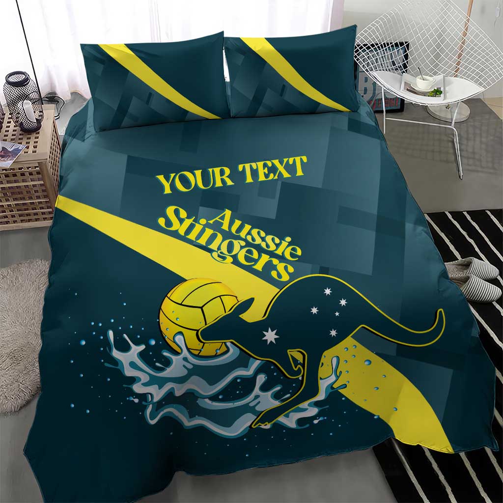 Custom Australia Water Polo 2024 Bedding Set Aussie Stingers Kangaroo Sporty Version