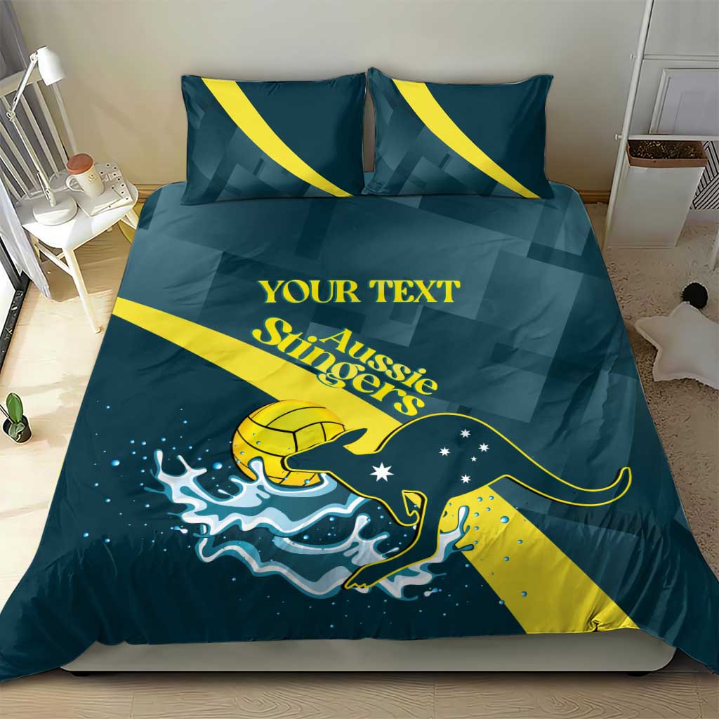 Custom Australia Water Polo 2024 Bedding Set Aussie Stingers Kangaroo Sporty Version