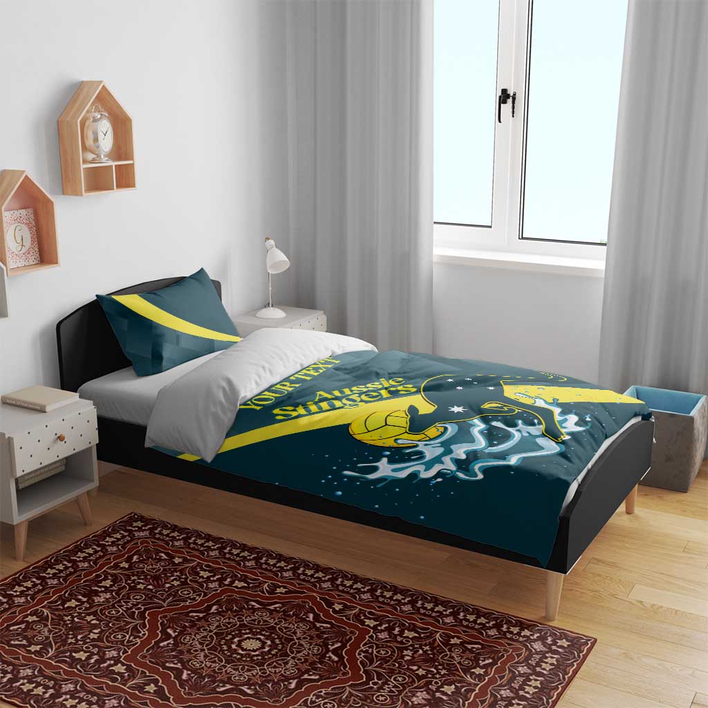Custom Australia Water Polo 2024 Bedding Set Aussie Stingers Kangaroo Sporty Version