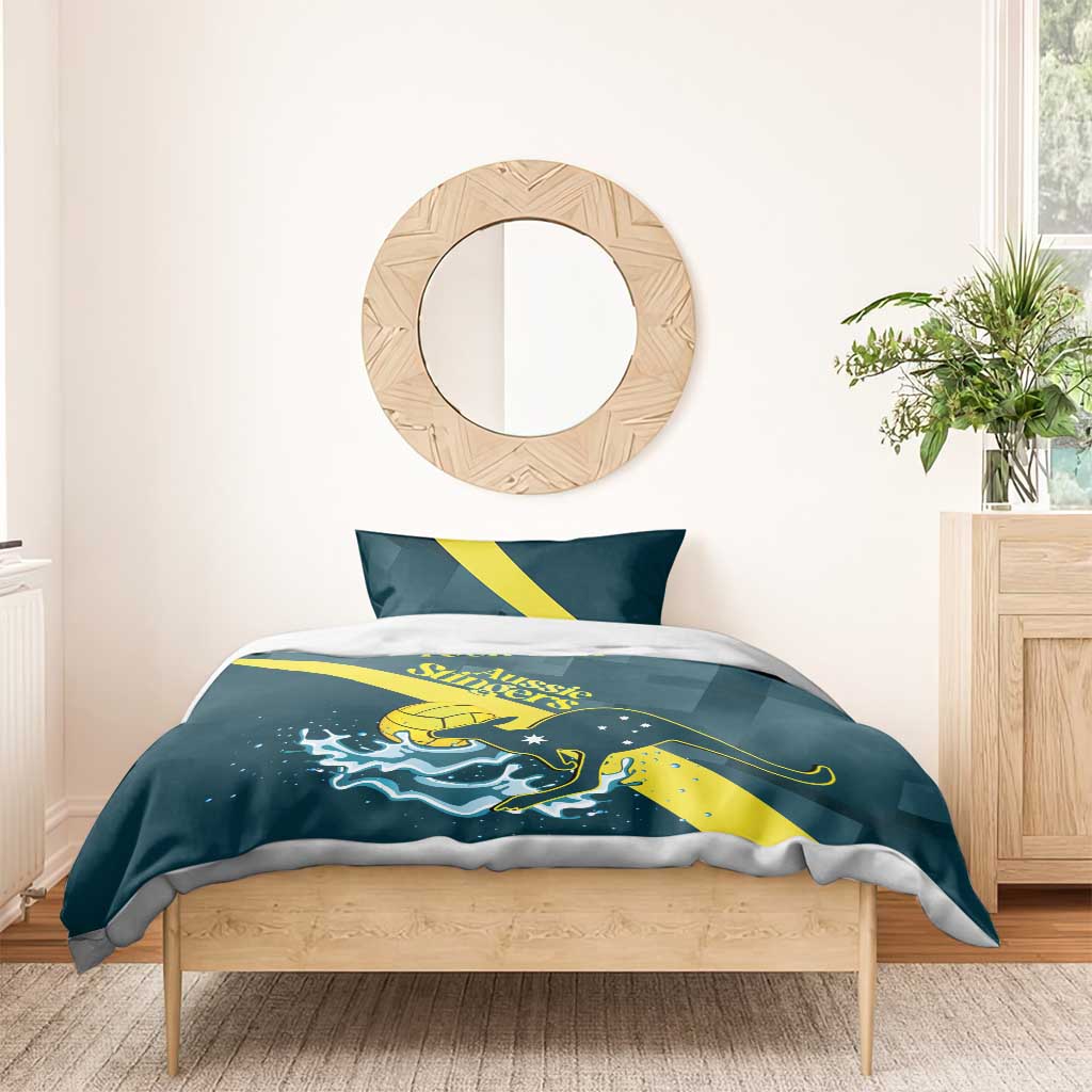 Custom Australia Water Polo 2024 Bedding Set Aussie Stingers Kangaroo Sporty Version
