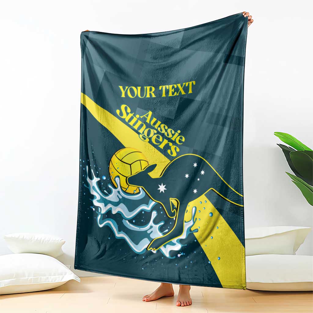 Custom Australia Water Polo 2024 Blanket Aussie Stingers Kangaroo Sporty Version