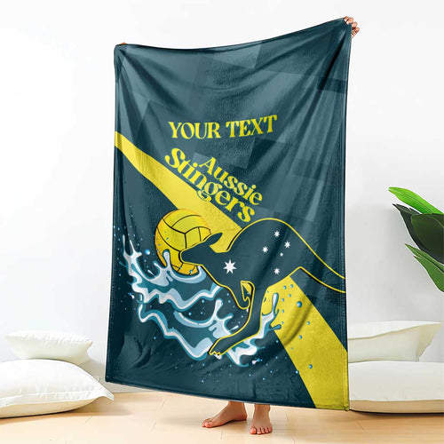 Custom Australia Water Polo 2024 Blanket Aussie Stingers Kangaroo Sporty Version