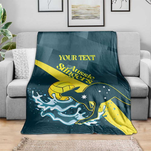 Custom Australia Water Polo 2024 Blanket Aussie Stingers Kangaroo Sporty Version