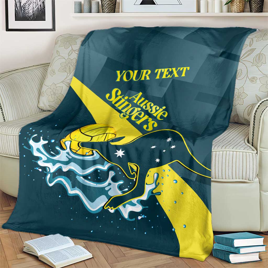 Custom Australia Water Polo 2024 Blanket Aussie Stingers Kangaroo Sporty Version