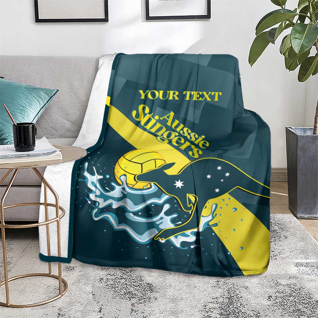 Custom Australia Water Polo 2024 Blanket Aussie Stingers Kangaroo Sporty Version