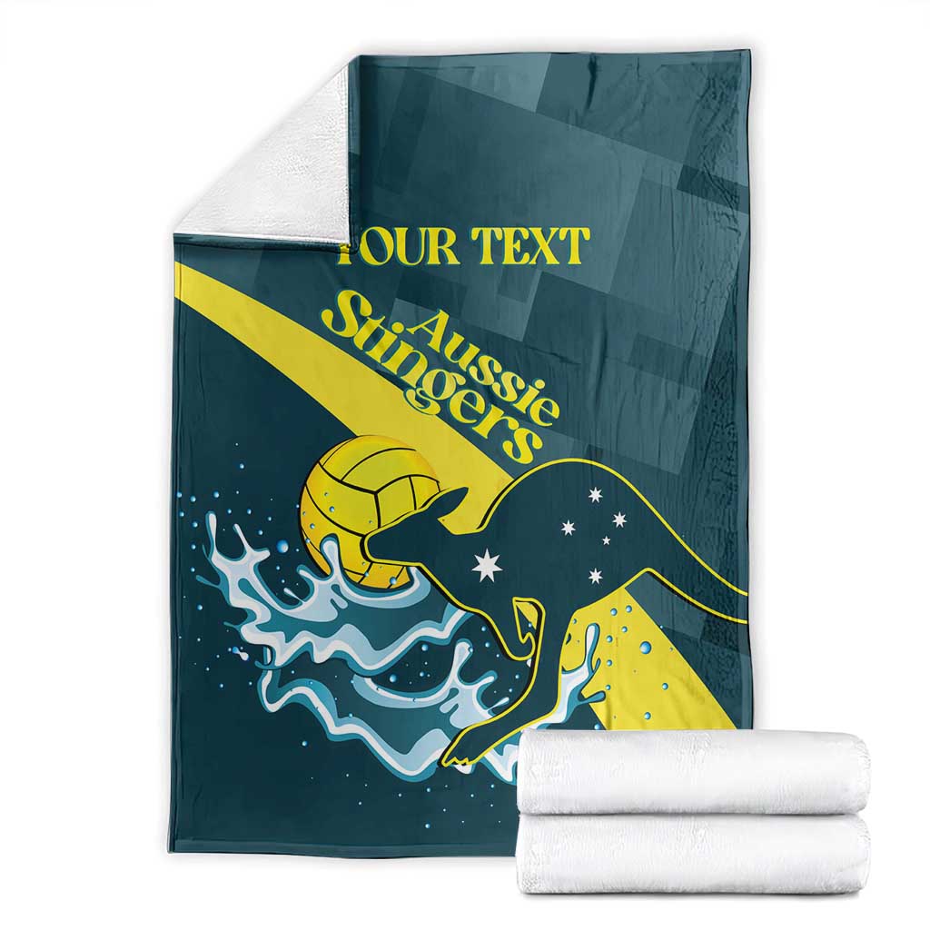 Custom Australia Water Polo 2024 Blanket Aussie Stingers Kangaroo Sporty Version