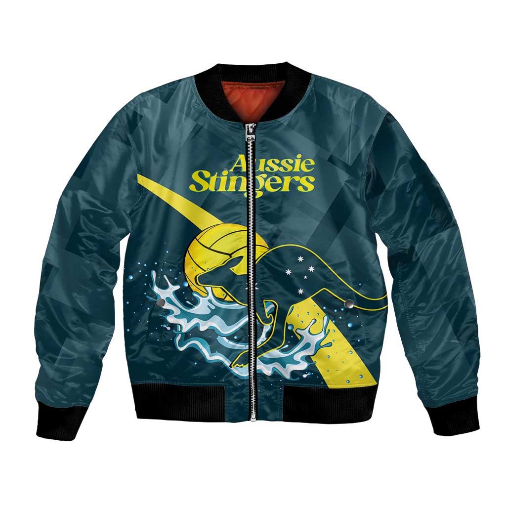 Custom Australia Water Polo 2024 Bomber Jacket Aussie Stingers Kangaroo Sporty Version