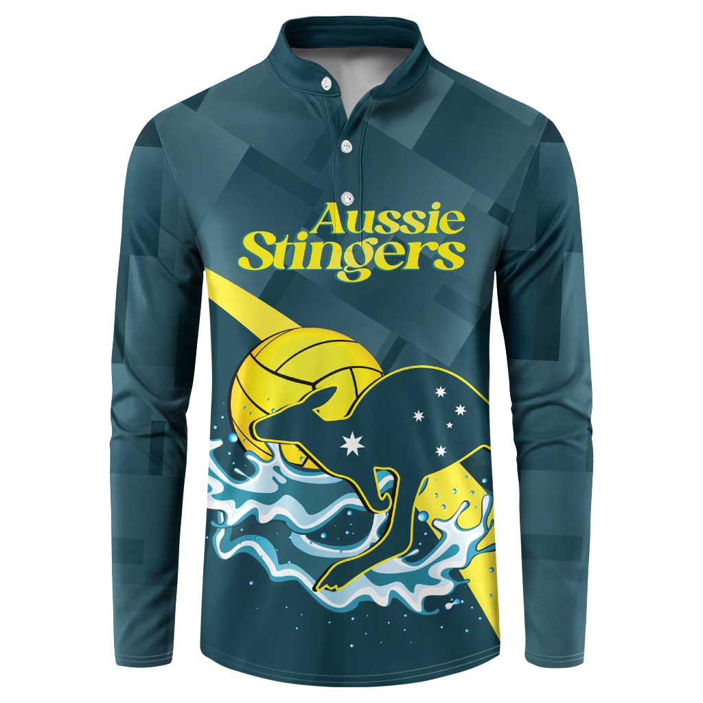 Custom Australia Water Polo 2024 Button Sweatshirt Aussie Stingers Kangaroo Sporty Version