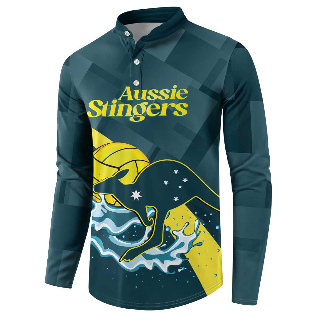 Custom Australia Water Polo 2024 Button Sweatshirt Aussie Stingers Kangaroo Sporty Version