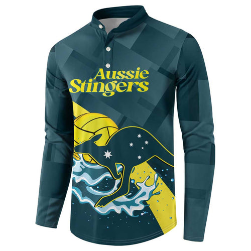 Custom Australia Water Polo 2024 Button Sweatshirt Aussie Stingers Kangaroo Sporty Version