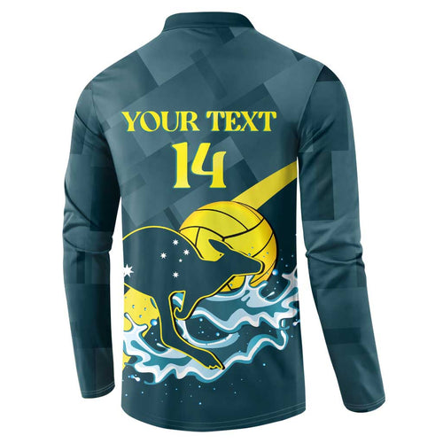 Custom Australia Water Polo 2024 Button Sweatshirt Aussie Stingers Kangaroo Sporty Version