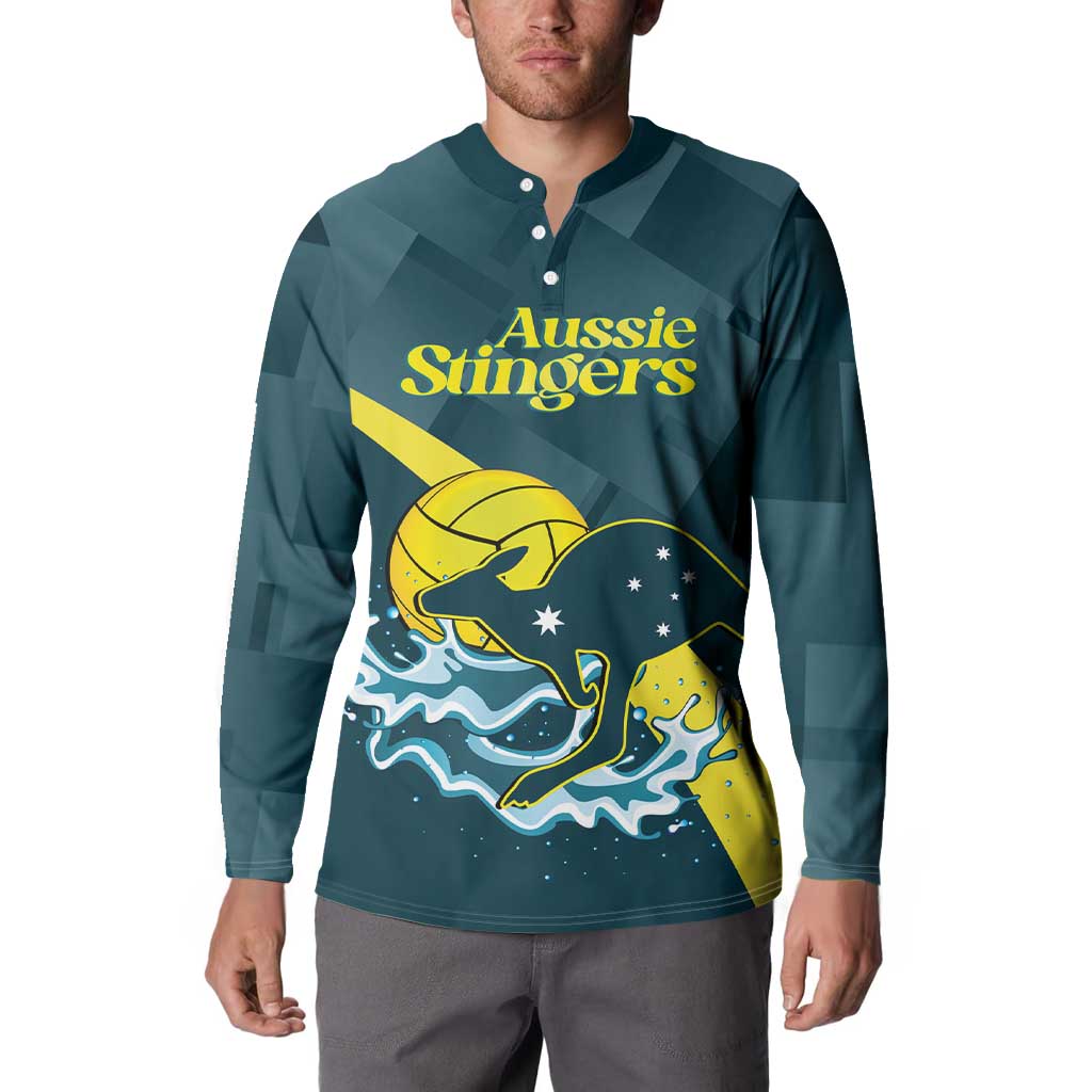 Custom Australia Water Polo 2024 Button Sweatshirt Aussie Stingers Kangaroo Sporty Version