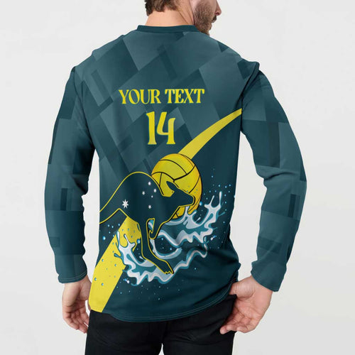 Custom Australia Water Polo 2024 Button Sweatshirt Aussie Stingers Kangaroo Sporty Version