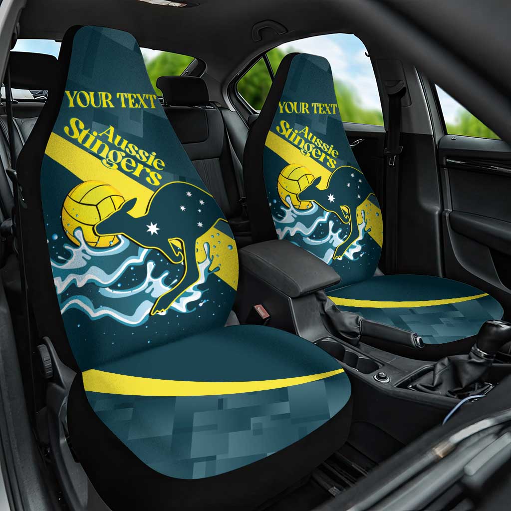 Custom Australia Water Polo 2024 Car Seat Cover Aussie Stingers Kangaroo Sporty Version
