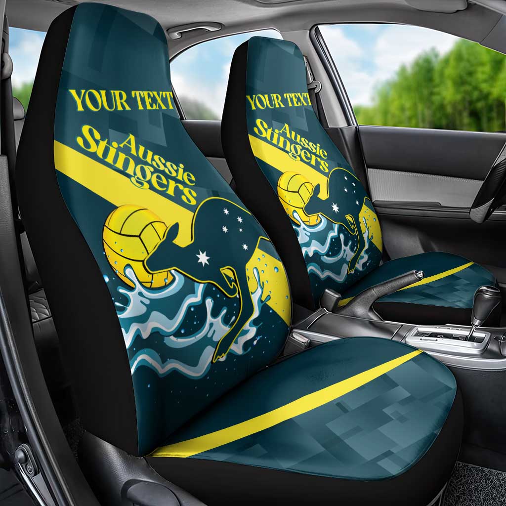 Custom Australia Water Polo 2024 Car Seat Cover Aussie Stingers Kangaroo Sporty Version