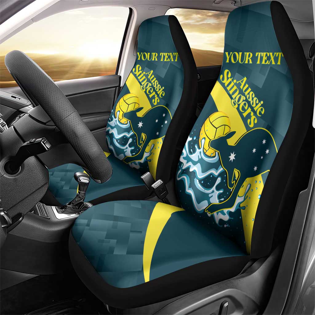 Custom Australia Water Polo 2024 Car Seat Cover Aussie Stingers Kangaroo Sporty Version