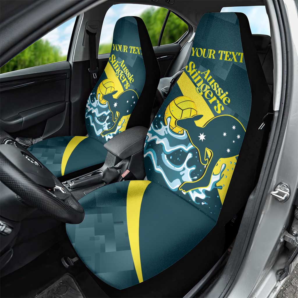 Custom Australia Water Polo 2024 Car Seat Cover Aussie Stingers Kangaroo Sporty Version