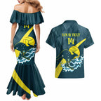Custom Australia Water Polo 2024 Couples Matching Mermaid Dress and Hawaiian Shirt Aussie Stingers Kangaroo Sporty Version