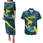 Custom Australia Water Polo 2024 Couples Matching Puletasi and Hawaiian Shirt Aussie Stingers Kangaroo Sporty Version