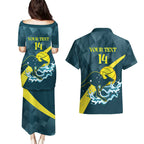 Custom Australia Water Polo 2024 Couples Matching Puletasi and Hawaiian Shirt Aussie Stingers Kangaroo Sporty Version